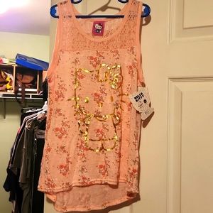 Hello kitty tanl top pink and gold